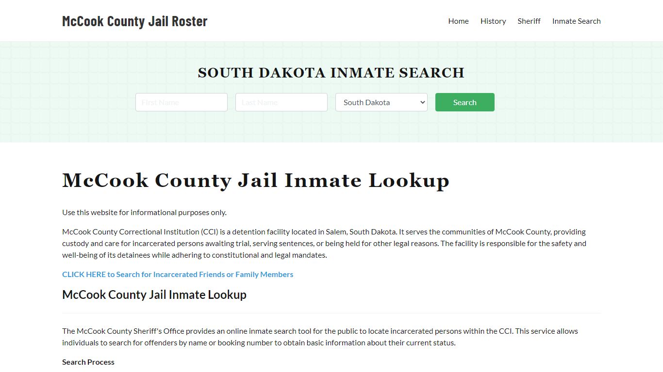 McCook County Jail Roster Lookup, SD, Inmate Search