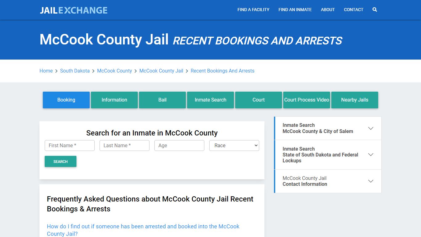 McCook County Jail & Sheriff Recent Bookings And Arrests - Jail Exchange