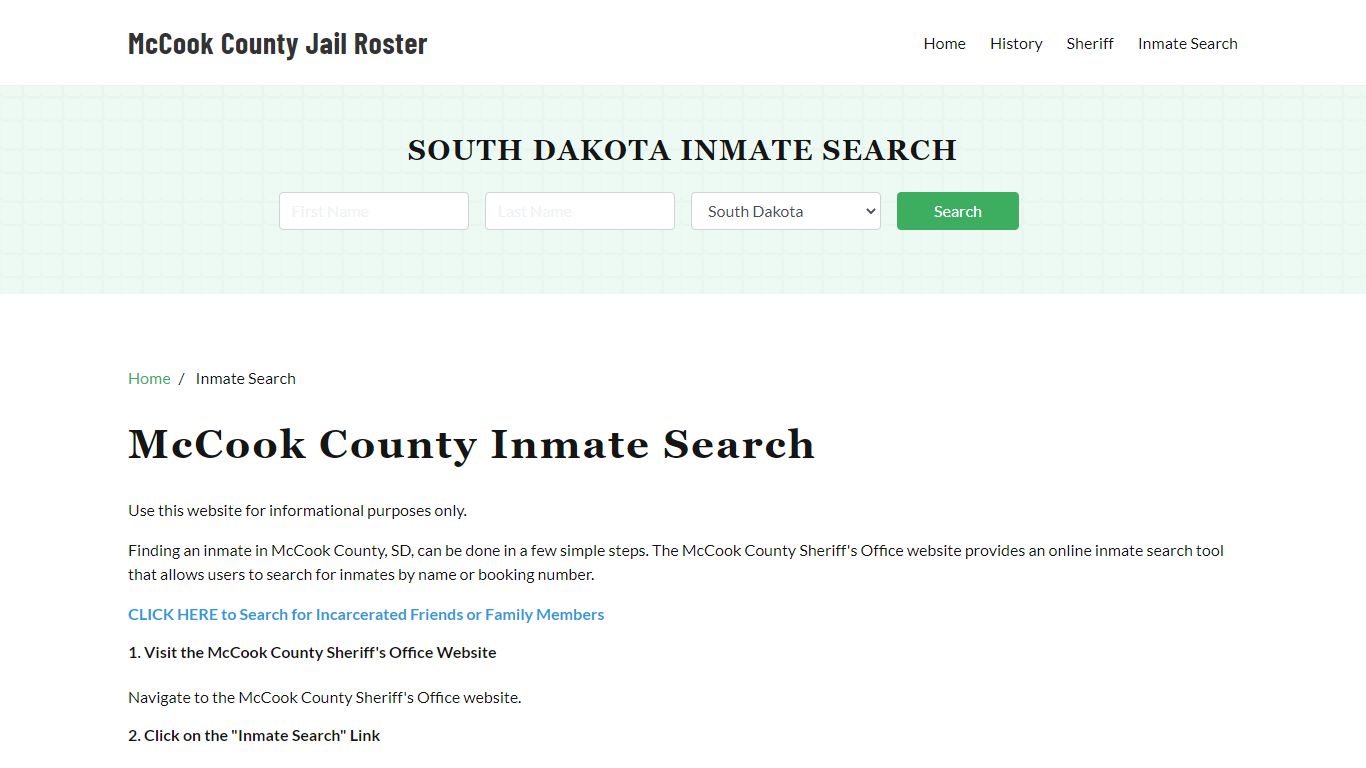 McCook County, SD Detainee Lookup